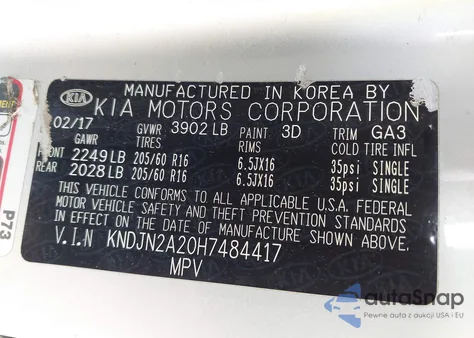 2017 Kia Soul из США, поврежденный, VIN KNDJN2A20H7484417